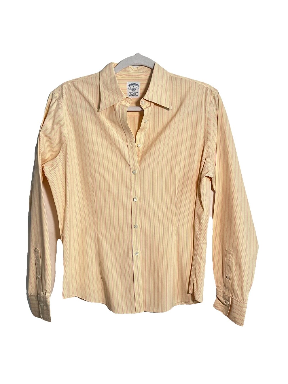 2 PC Lot Brooks Brothers Yellow Stripe & Pink Geoffrey Beene Dress Shirts Sz 8